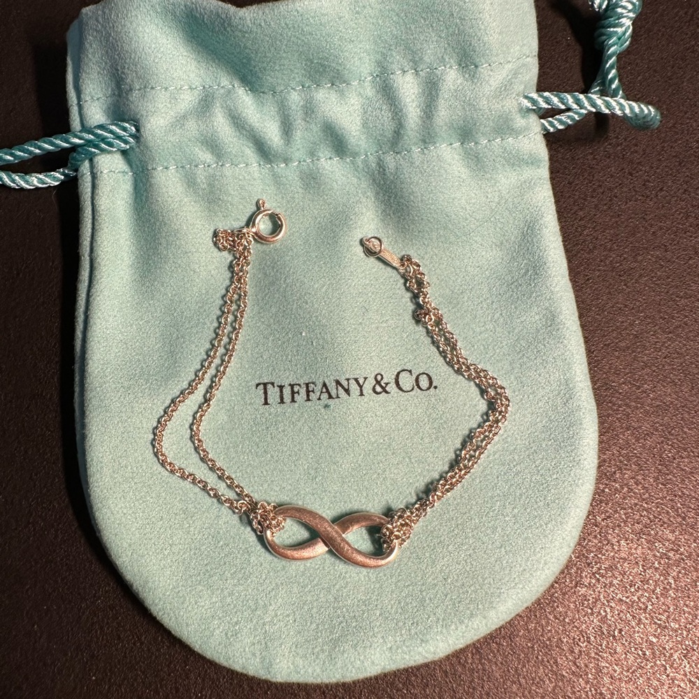Tiffany Infinity double chain sterling silver bracelet